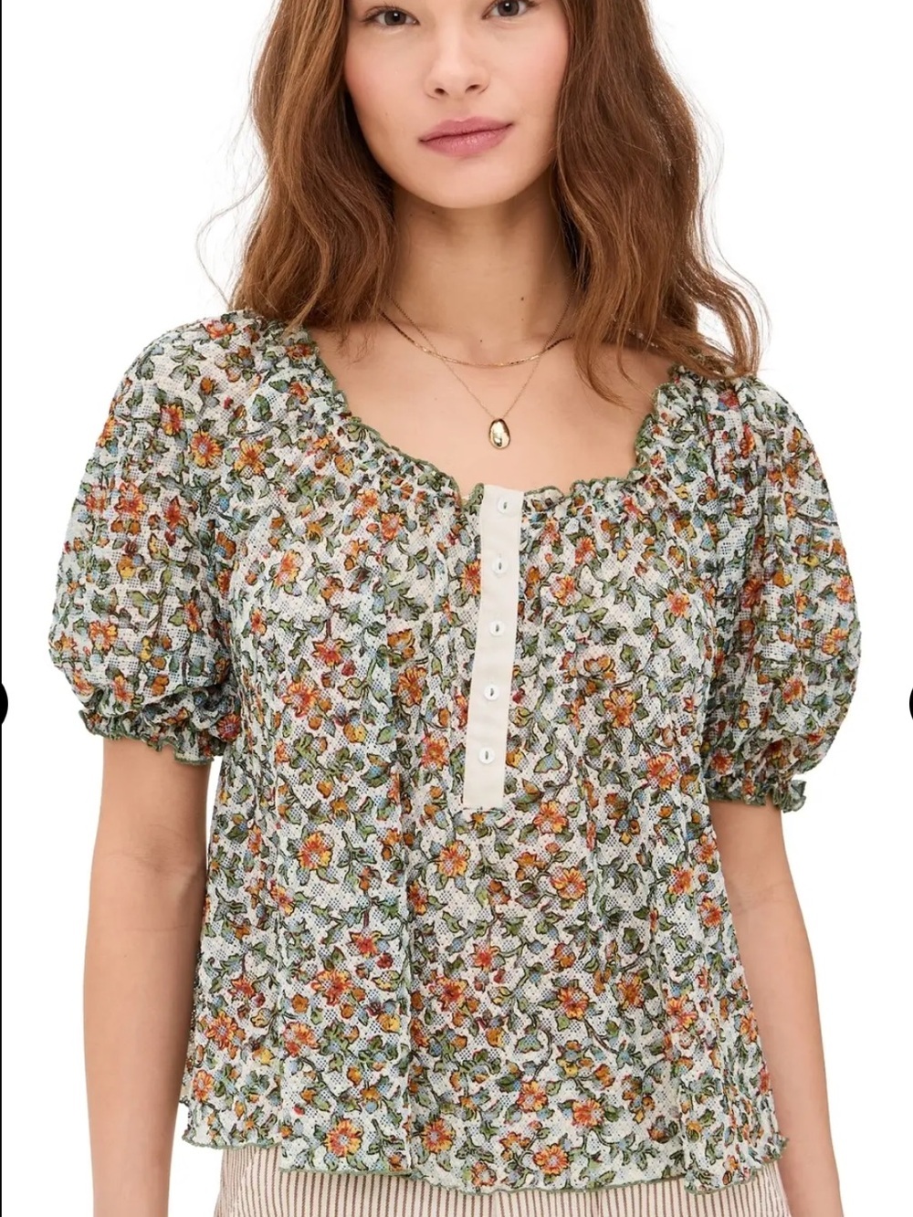 Free People Astra Peasant Top Floral Daisy Medium Summer Lightweight - Picture 1 of 8